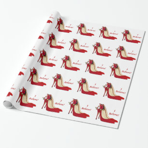 Papier Cadeau Les chaussures rouges de talon haut/Père Noël