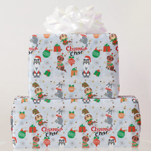 Papier Cadeau Les chiens de l'équipage de Noël en costume