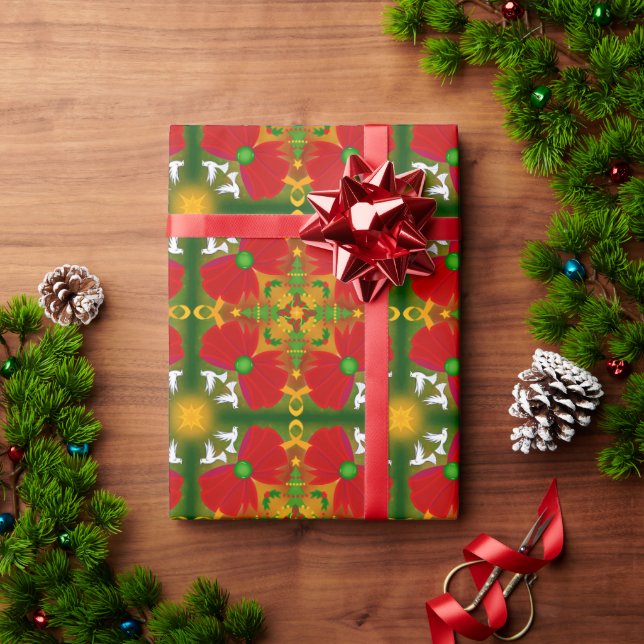 Papier Cadeau Les colombes et les vaches de Noël (Cadeau de vacances)