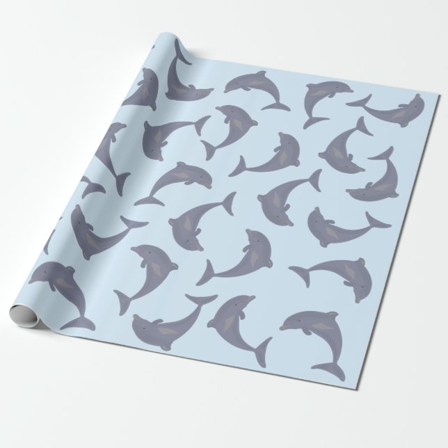 Papier Cadeau Les dauphins dans le Motif marin (Déroulé)