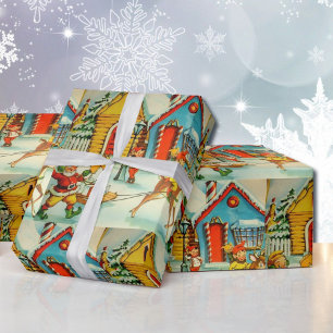 Papier Cadeau Les elfes nostalgiques du Père Noël au pôle Nord