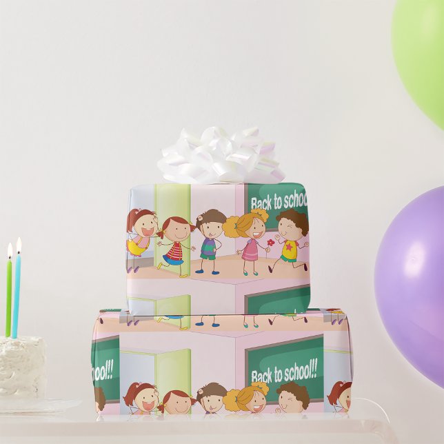 Papier Cadeau Les Enfants À L'École Papier D'Emballage (Créateur téléchargé)