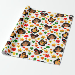 Papier Cadeau Les Filles Afro Automne Thankgiving Papier
