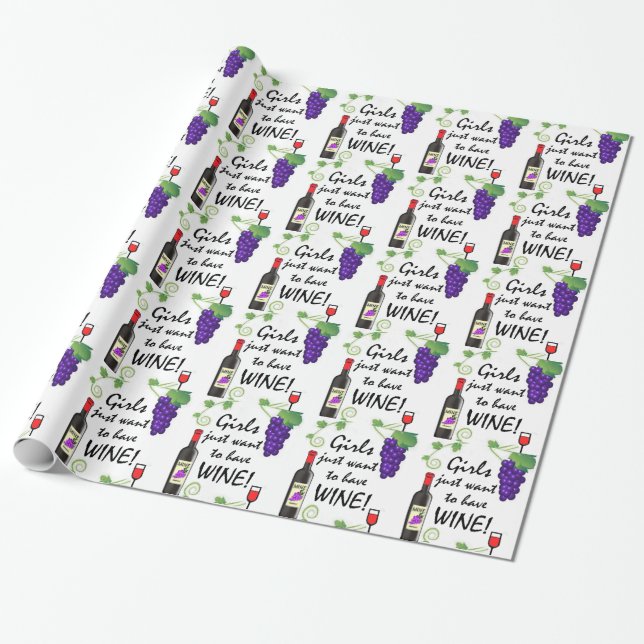 Papier Cadeau Les filles veulent juste avoir du vin ! (Déroulé)