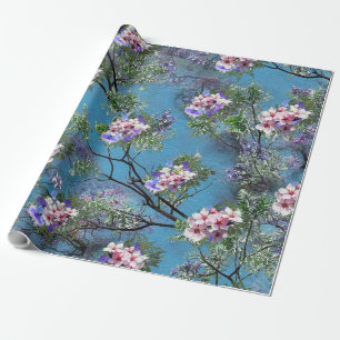 Papier Cadeau Les fleurs du printemps de Jacaranda répètent les 