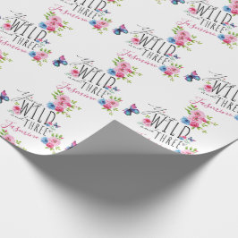 Papier Cadeau Les fleurs du troisième anniversaire de la fille n