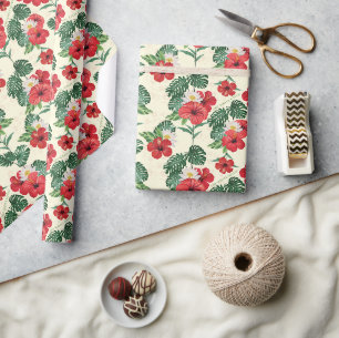 Papier Cadeau Les fleurs tropicales du Lotus Blanc