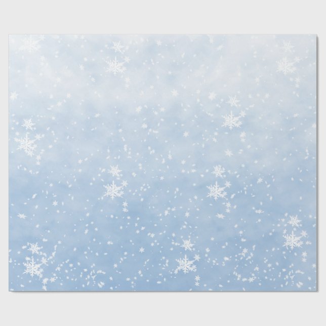 Papier Cadeau Les flocons blancs tombent du ciel d'hiver après-m (Plat)
