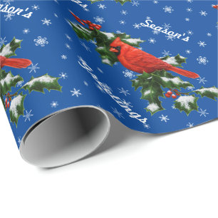 Papier Cadeau Les flocons cardinaux et Holly