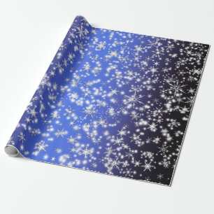 Papier Cadeau Les flocons de neige et les étincelles au-dessus 