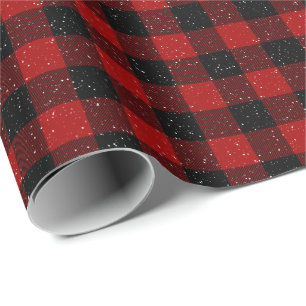 Papier Cadeau Les flocons de neige sur Buffalo Plaid