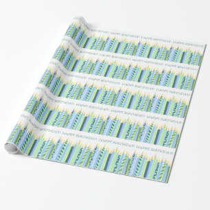 Papier Cadeau Les garçons de bougies bleues et jaunes