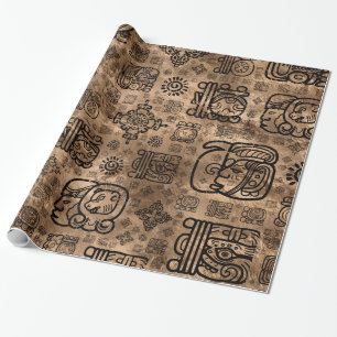 Papier Cadeau Les glyphs et le motif maya d'ornements -