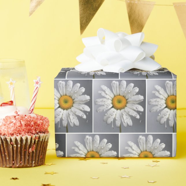 Papier Cadeau Les gouttes De Pluie Sur Les Faisceaux Blancs (Fête d'anniversaire)