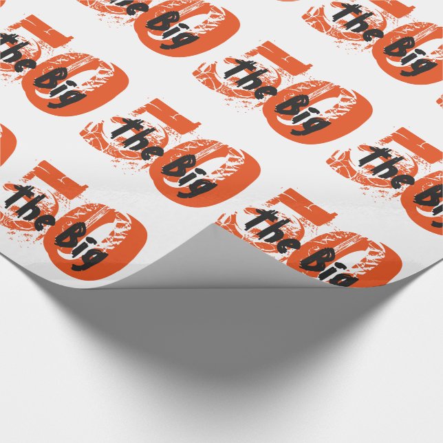 Papier Cadeau Les grands 50, anniversaire, noir, texte orange (Coin)