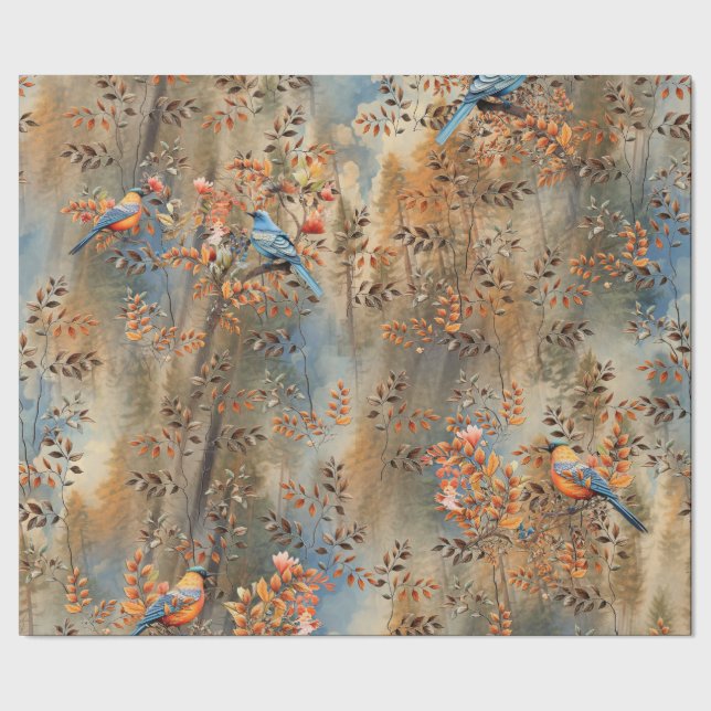 Papier Cadeau Les grands arbres, les feuilles d'automne et les b (Couture)