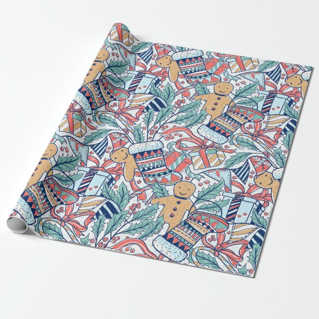 Papier Cadeau "Les hommes de bas et de pain d'épices" (Déroulé)