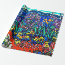 Les iris du papier d'emballage de Van Gogh