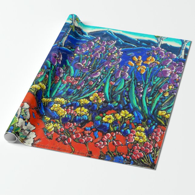 Papier Cadeau Les iris du papier d'emballage de Van Gogh (Déroulé)