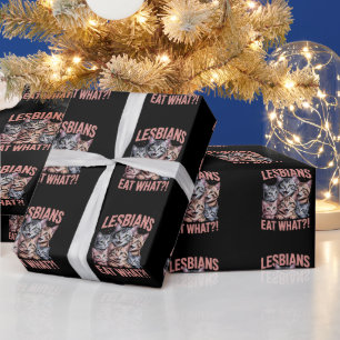 Papier Cadeau Les lesbiennes mangent ce chat drôle Lesbienne LGB