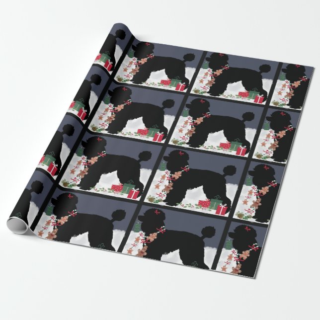 Papier Cadeau Les masses de Noël de caniches (Déroulé)