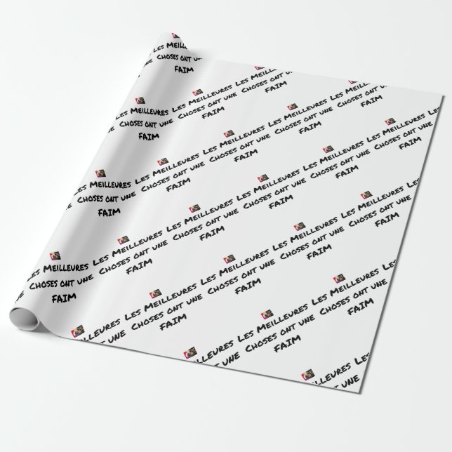 Papier Cadeau LES MEILLEURES CHOSES ONT UNE FAIM - Jeux de mots (Déroulé)