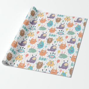 Papier Cadeau Les mignons monstres d'Halloween BABY SHOWER