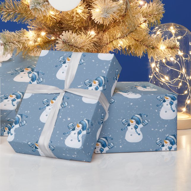 Papier Cadeau Les neigeurs dans les flocons de neige (Vacances)