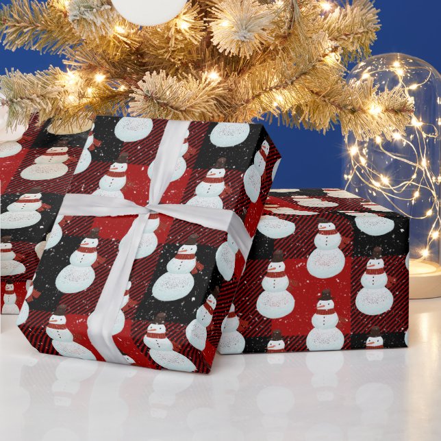 Papier Cadeau Les neigeurs en flocons de neige sur Plaid (Vacances)