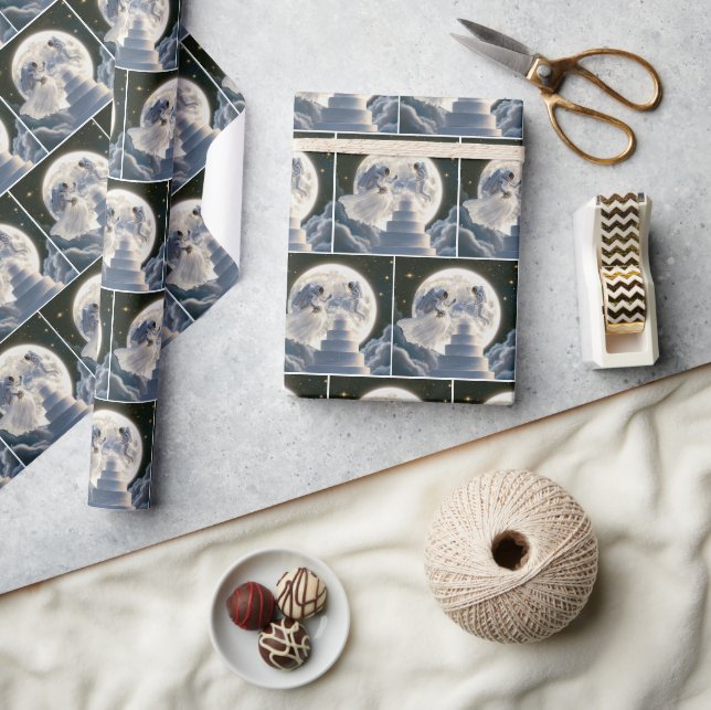 Papier Cadeau Les Nouveaux Mariés De L'Astronaut Au Lune (Artisanat)