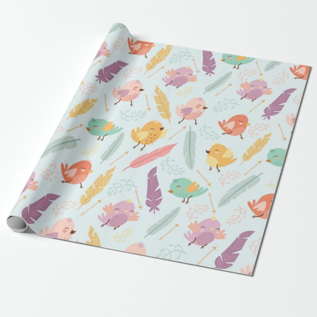 Papier Cadeau Les oiseaux mignons (Déroulé)