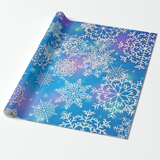 Papier Cadeau Les oodles de flocons de neige sur Arrière - plan  (Déroulé)