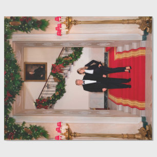Papier Cadeau Les pas de Noël Président Donald Trump & Melania