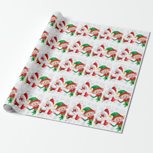 Papier Cadeau Les personnages de Noël de père Noël et Elf