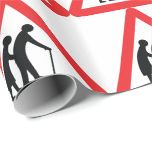 Papier Cadeau Les personnes âgées de PRÉCAUTION - poteau de