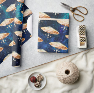Papier Cadeau Les planètes spatiales Boy Premier Enveloppement A