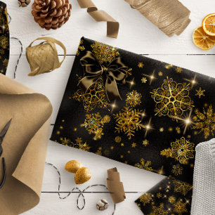 Papier Cadeau Les plus beaux flocons de neige Motif Gold/Black I