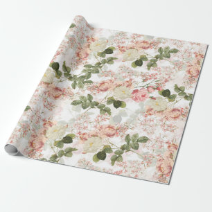Papier Cadeau Les Roses de Blush Antique Redouté sur un motif b