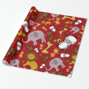 Papier Cadeau Les safaris dans la jungle rouge