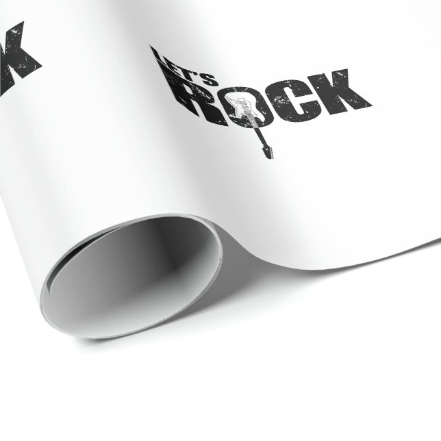 Papier Cadeau Let's Rock Guitare Style musical Rock (Coin rond)