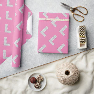 Papier Cadeau LETTRE ARGENT rose L