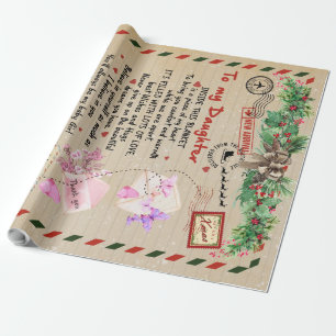 Papier Cadeau Lettre D'Amour À Ma Fille De Maman Cadeau D'Anniv