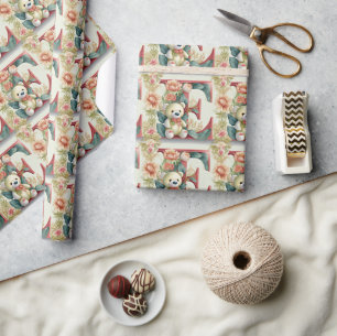 Papier Cadeau Lettre de l'ours en peluche FLoral E