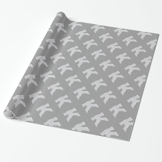 PAPIER CADEAU LETTRE ÉCLAIRAGE D'ARGENT K (Déroulé)