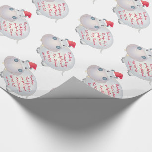 Papier Cadeau LETTRE Hippo Hippopotame de Noël Père Noël