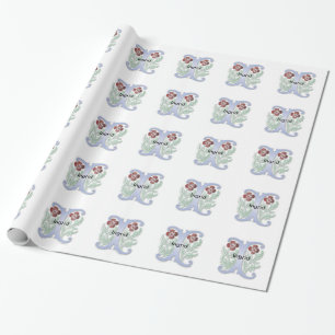 Papier Cadeau Lettre I Monogramme Fleur de lis