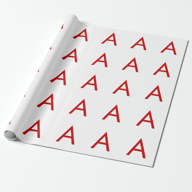 Papier Cadeau Lettre Initial Monogramme Rouge Blanc Moderne Simp (Déroulé)