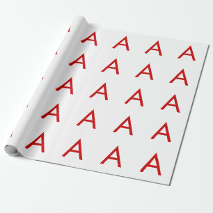 Papier Cadeau Lettre initiale de monogramme rouge blanc moderne 