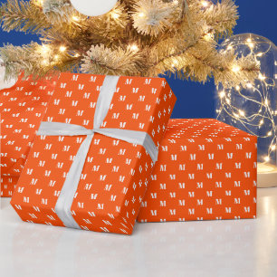 Papier Cadeau Lettre initiale monographique personnalisée orange