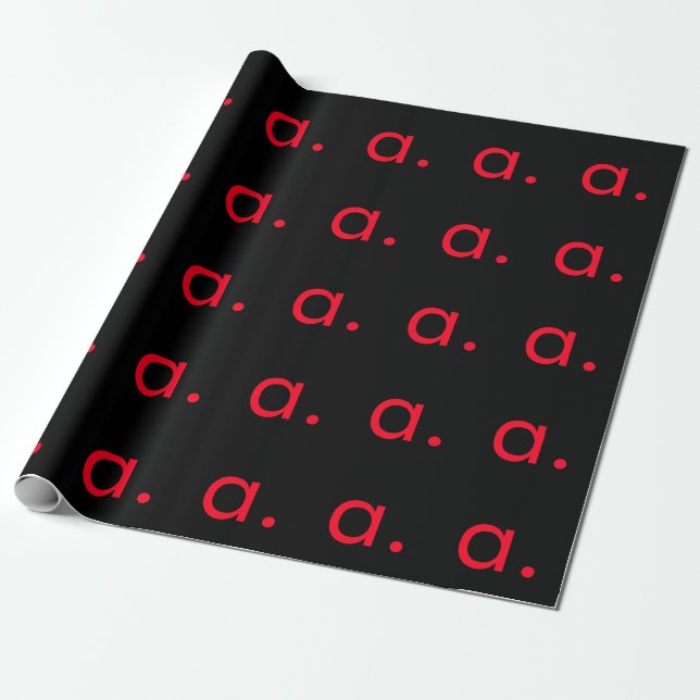 PAPIER CADEAU LETTRE INITIALE NOIRE ROUGE LETTRE NOIRE PLACE (Déroulé)